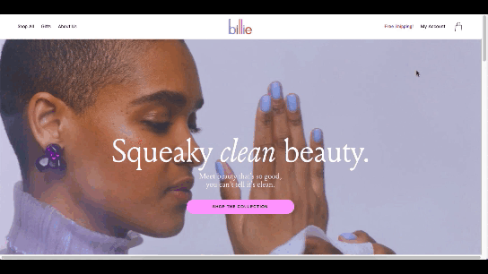 Billie has a fun, candy-colored website design